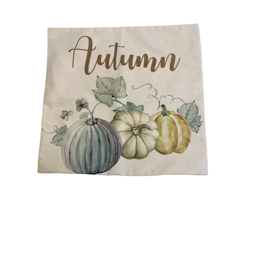 Set of 2 Fall Autumn Grateful Pumpkin Decorative Pillow Covers 18x18 Farmhouse